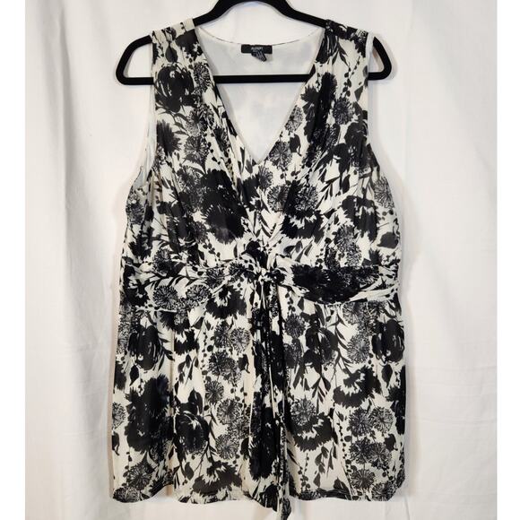 Alfani $75 2X‎ Black White Floral Sleeveless Y2K Whimsigoth Fairy Grunge Formal - Picture 1 of 11